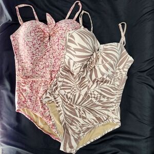 Kona Sol Pink and Brown One Piece Swimsuits